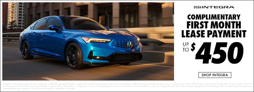 2026 Integra Complimentary First Month Lease Payment