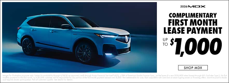 2026 MDX Complimentary First Month Lease Payment