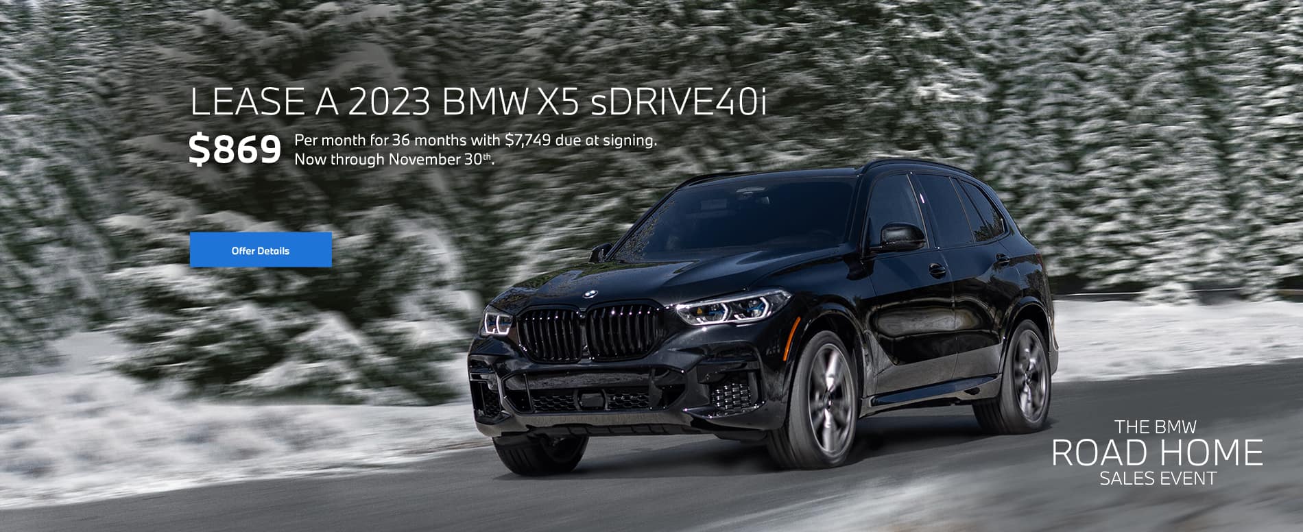 2023 X5 lease starting at $869 per month for 36 months