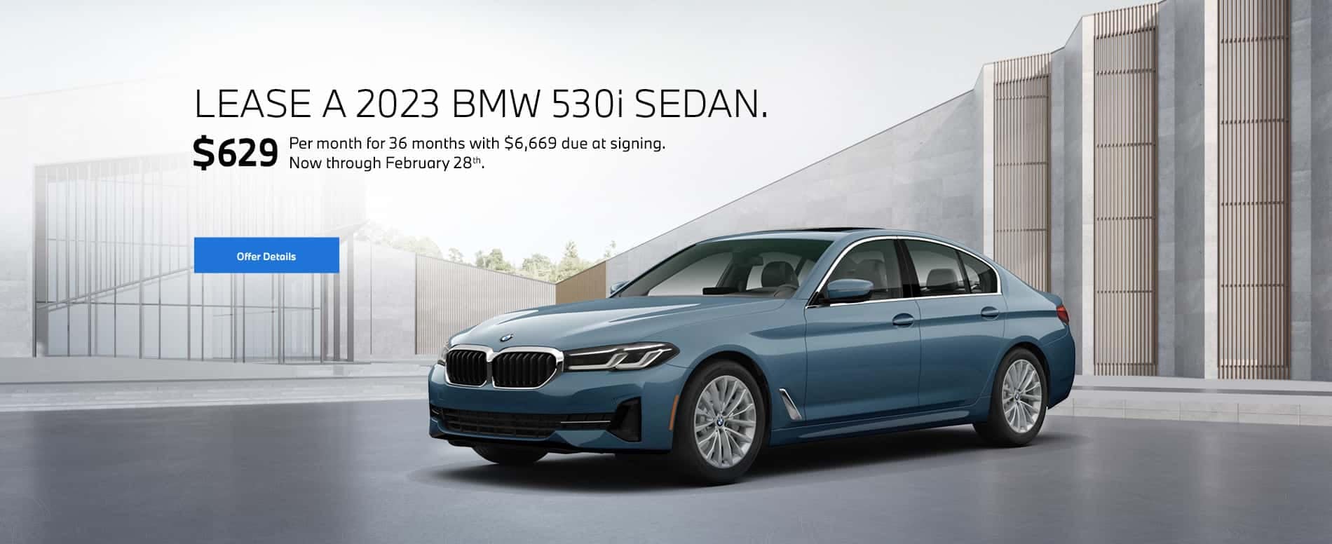 2023 530i Sedan lease starting at $629 per month for 36 months
