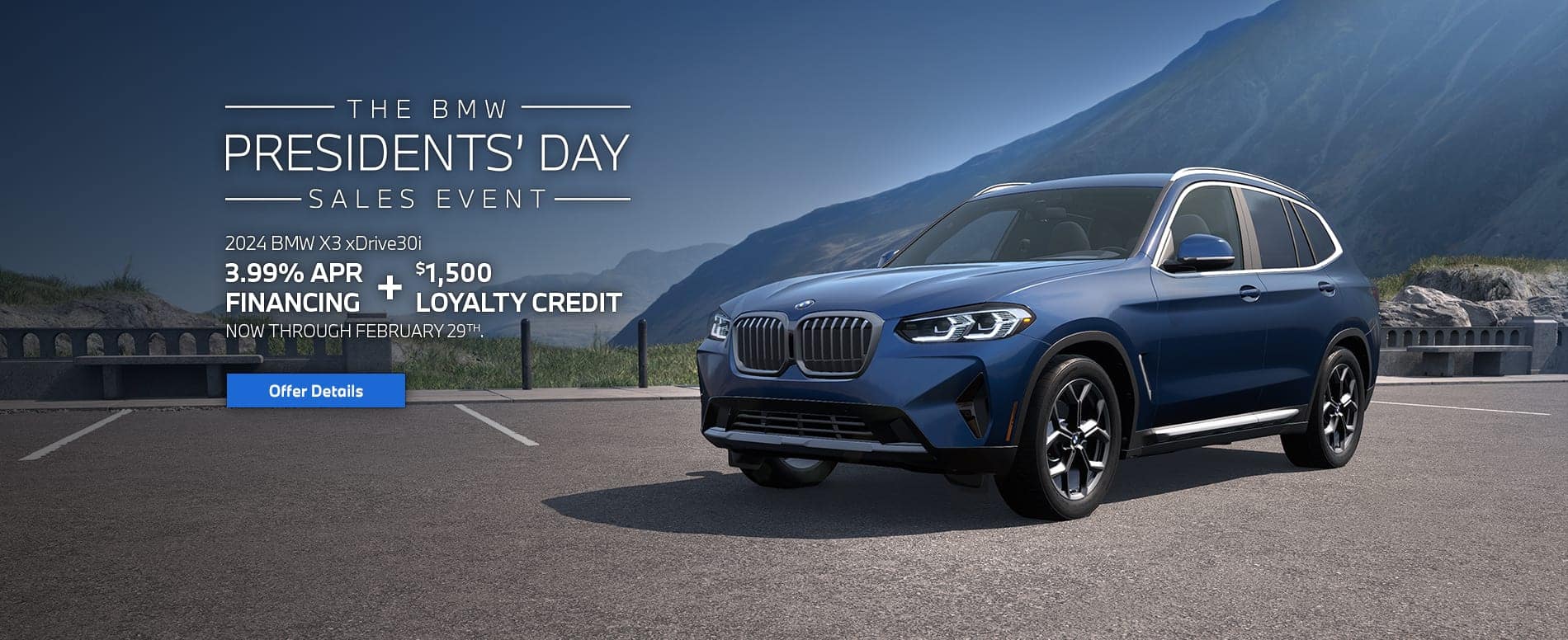 2024 BMW X3 xDrive30i Presidents’ Day APR and loyalty offer