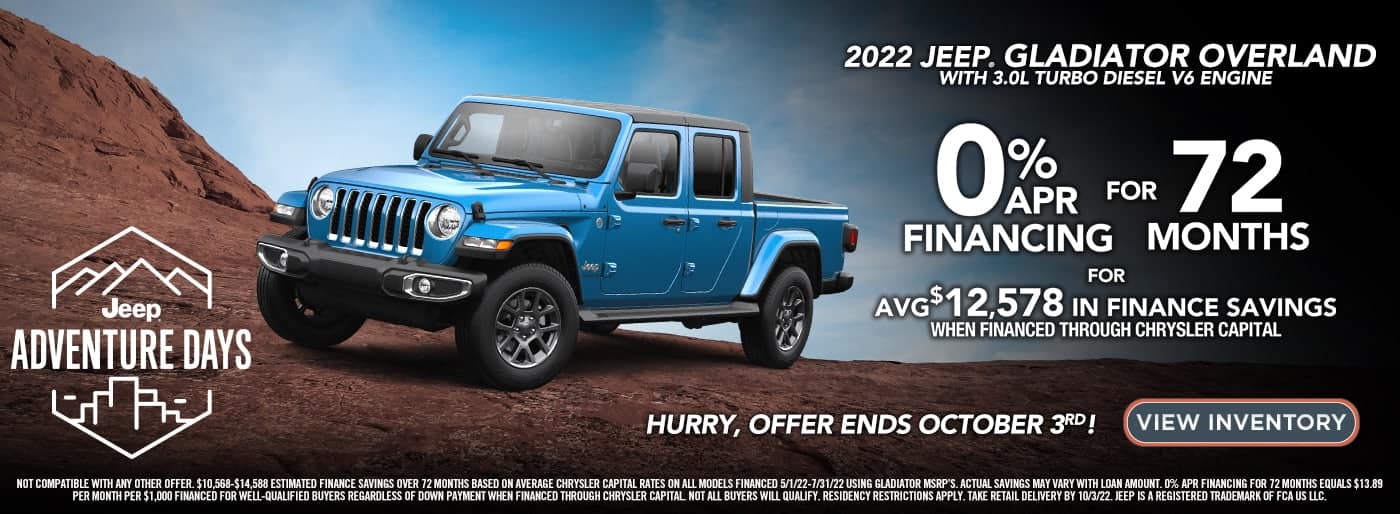 2022 Jeep Gladiator 0% for 72mo