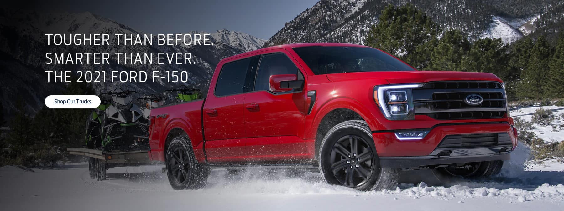 Red Ford F-150 in snow