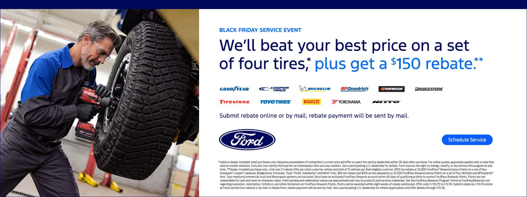 Black Friday Event 2025 | Ford Service Dealer Connection ($150 Tire Offer) Banners 11/20/25- 12/2/25