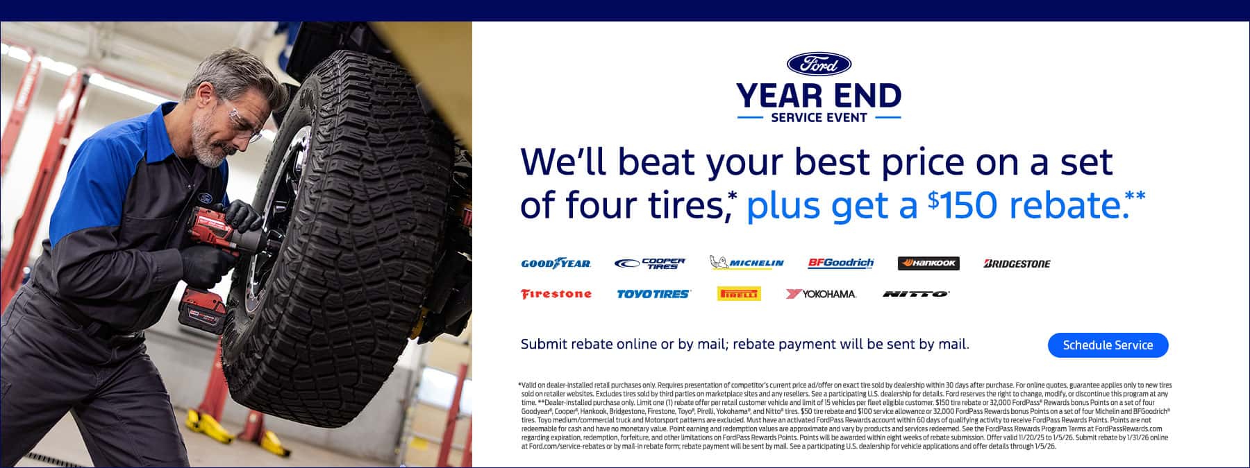 YESE 2025 | Ford Service Dealer Connection ($150 Tire Offer) Banners 12/3/25- 1/5/26