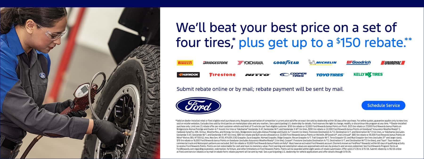 1st Event 2026 | Ford Service Dealer Connection ($150 Tire Offer) Banners 2/1/26- 3/31/26