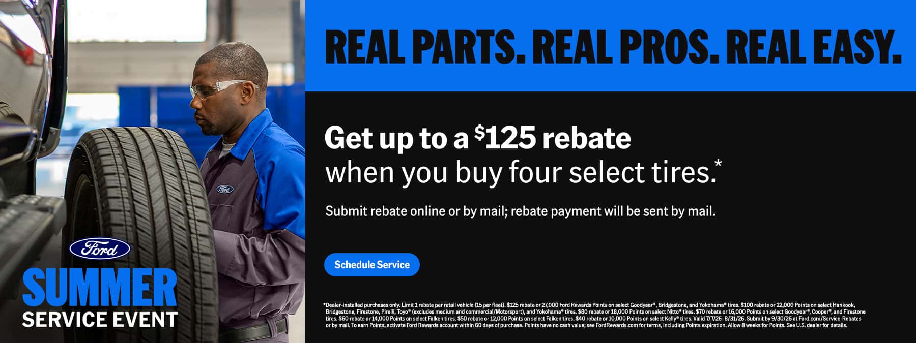 Q3 2026 SSE Event | Ford Service Dealer Connection ($125 Tire Offer) Banners 7/7/26-8/31/26
