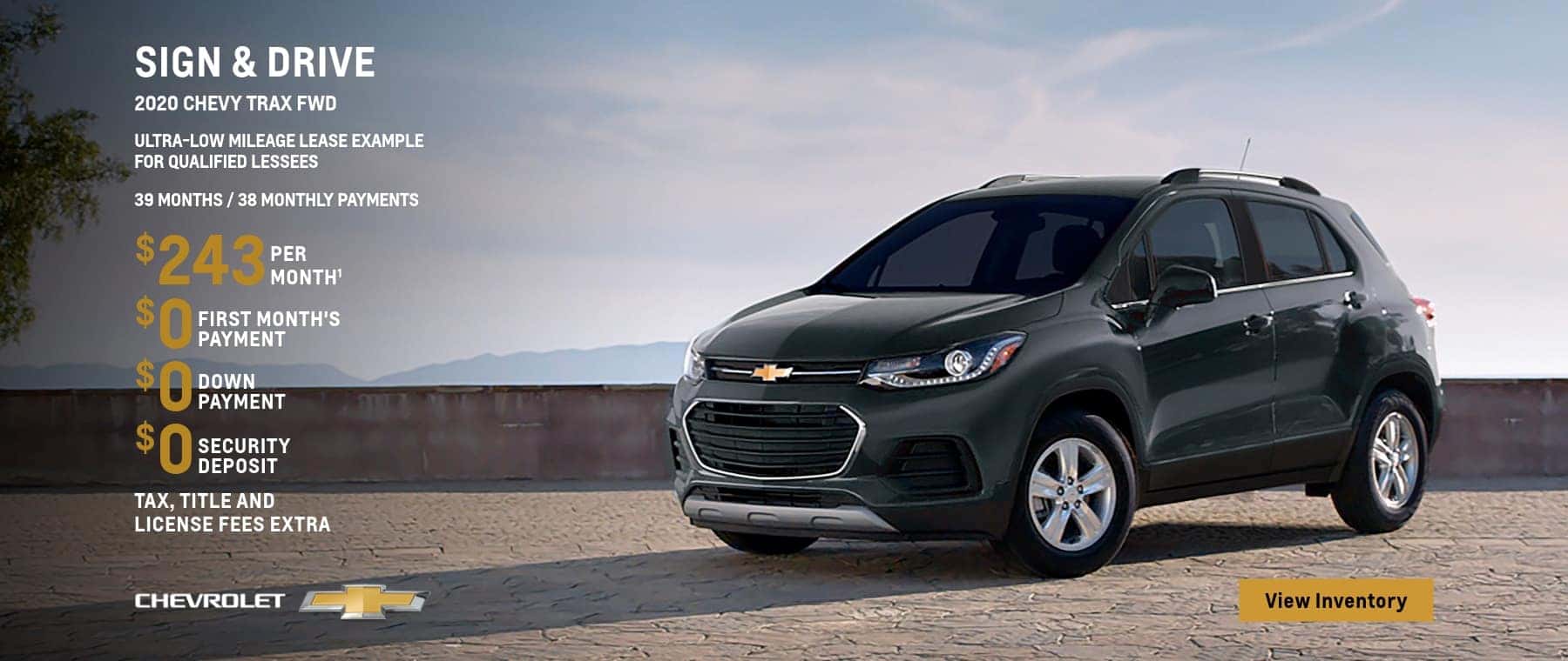 2020 Trax LT FWD Ultra-Low Mileage Lease Example for Qualified Lessees $243 per month.