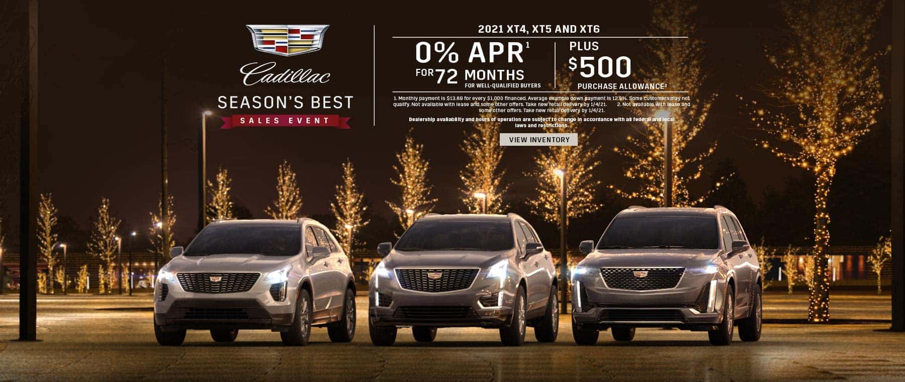 0% APR for 72 + $500 on 21MY XT4, XT5 and XT6
