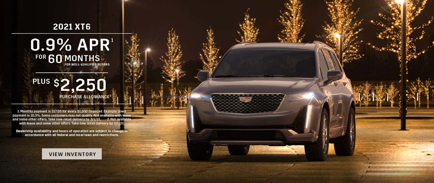 0.9% APR for 60 + $2,250 on 21MY XT6
