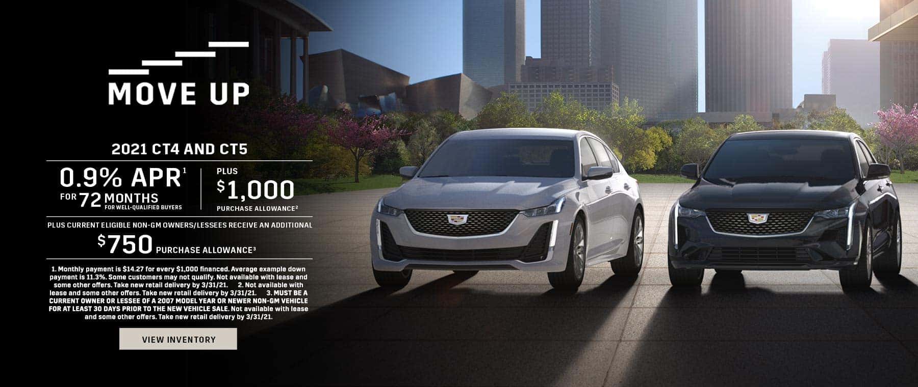 2021 Cadillac CT4 and CT5 0.9% APR for 72 + $1,000 + $750