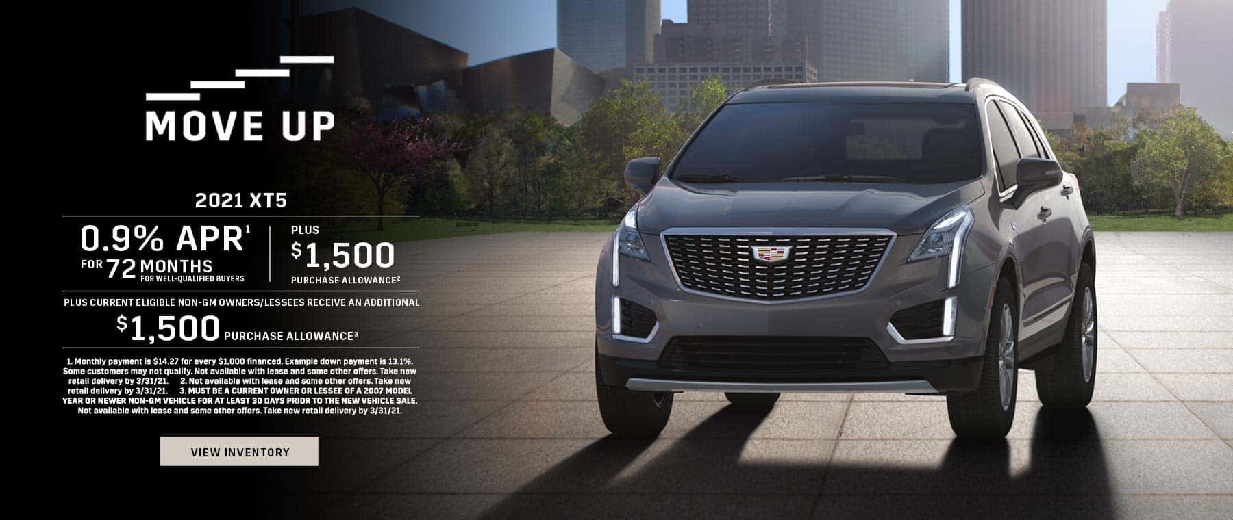 2021 Cadillac XT5 0.9% APR for 72 + $1,500 + $1,500