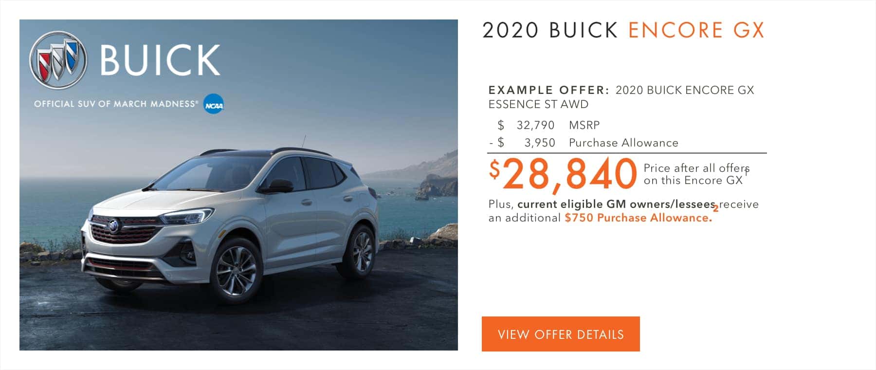 $3,950 Purchase Allowance.1 Plus, current eligible Buick or GMC owners/lessees receive an additional $750 Purchase Allowance.2