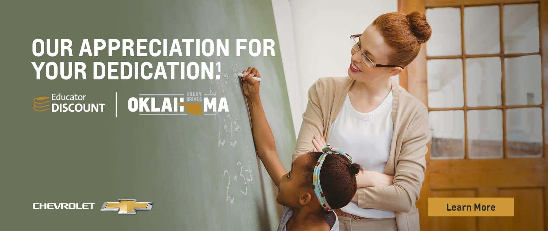 Our appreciation for your education. Educator Discount. Chevy Drives Oklahoma.