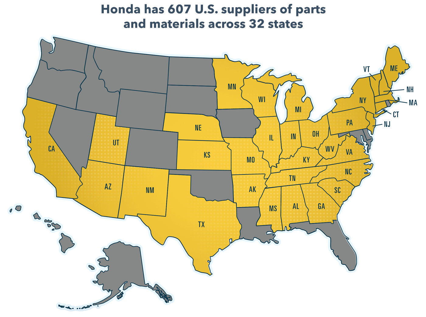 Honda U.S. Materials Suppliers Map