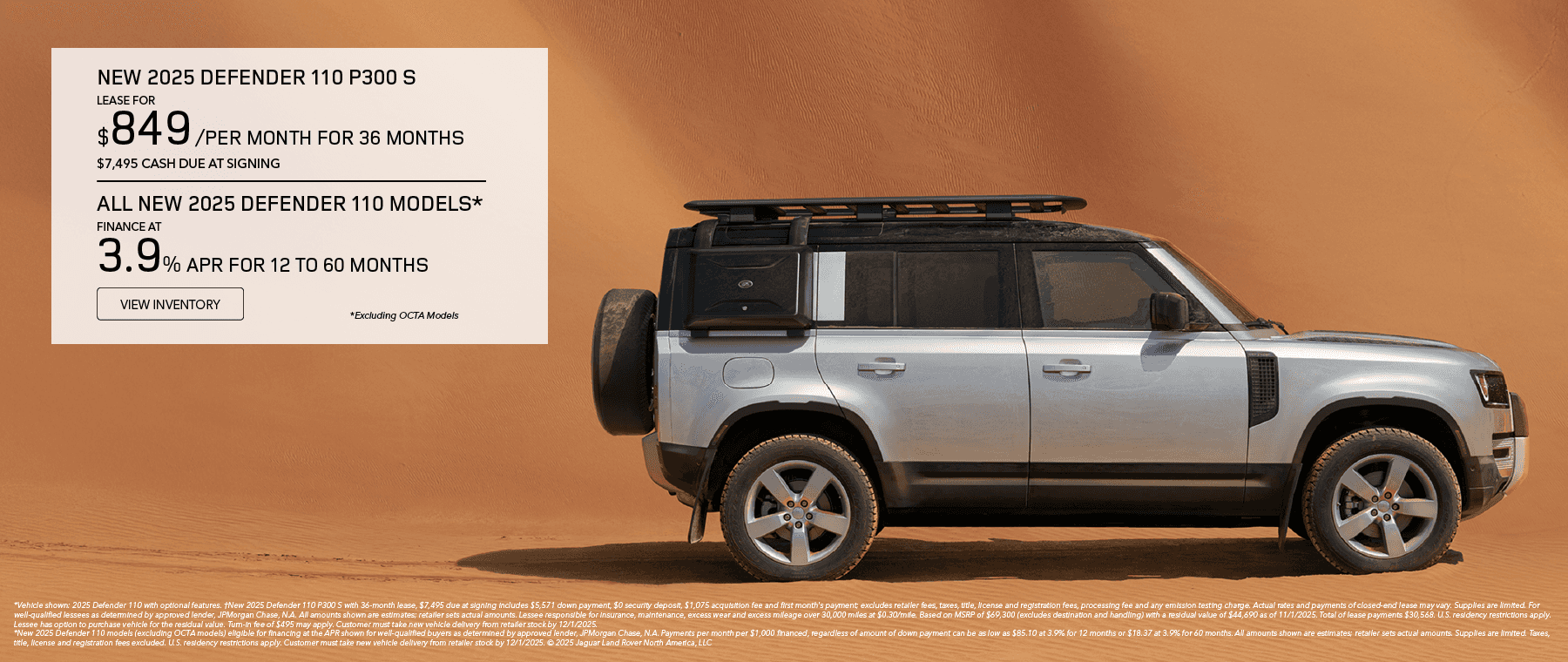 NEW 2025 DEFENDER 110 LEASE AND APR OFFER