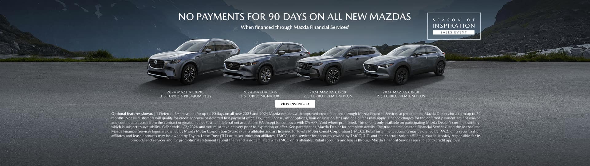 No payments for 90 days on All Mazdas