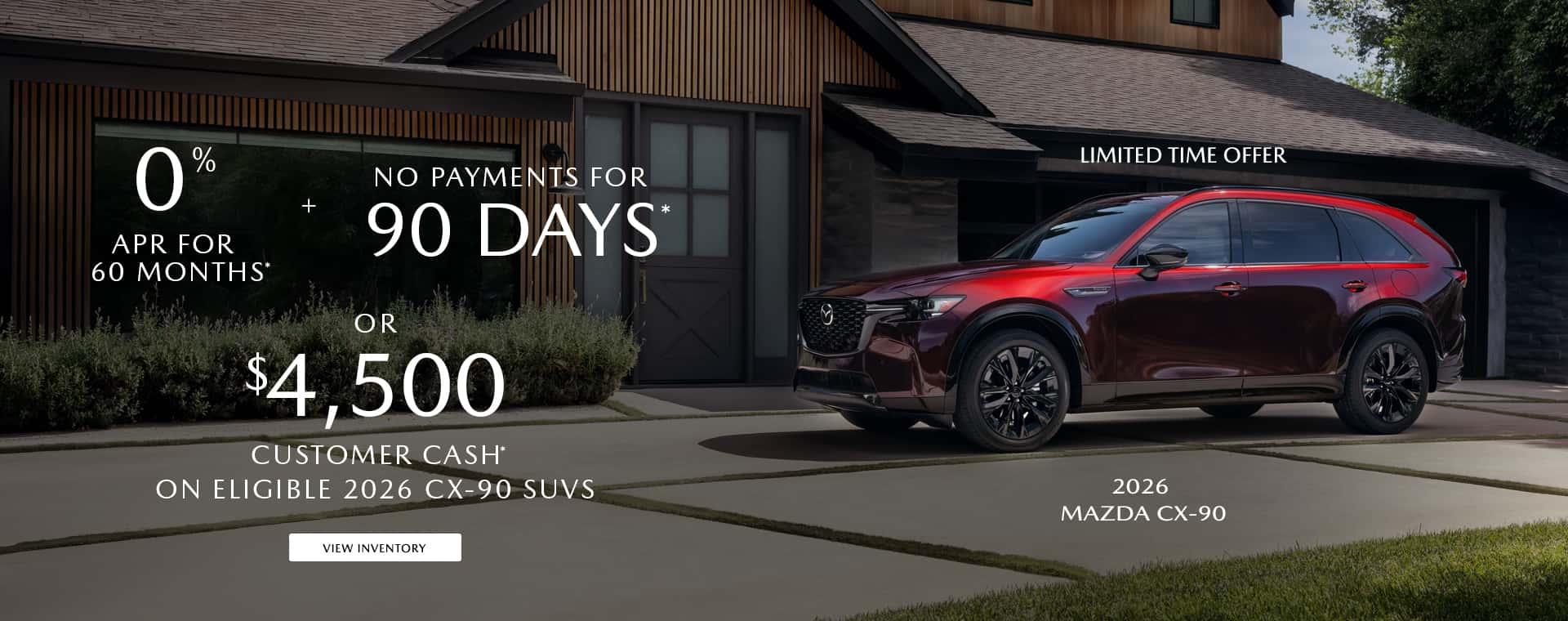 0% APR / 60 mo. –or– Up to $4,500 Cash + 90 DD