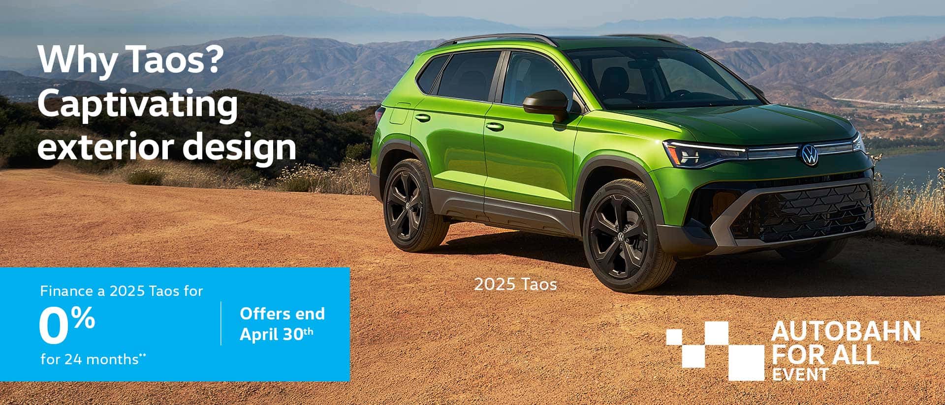ShiftBanner_AutobahnForAllApril_MY25_Taos_ComfortlineBlackEdition_1920x824_ROC_EN