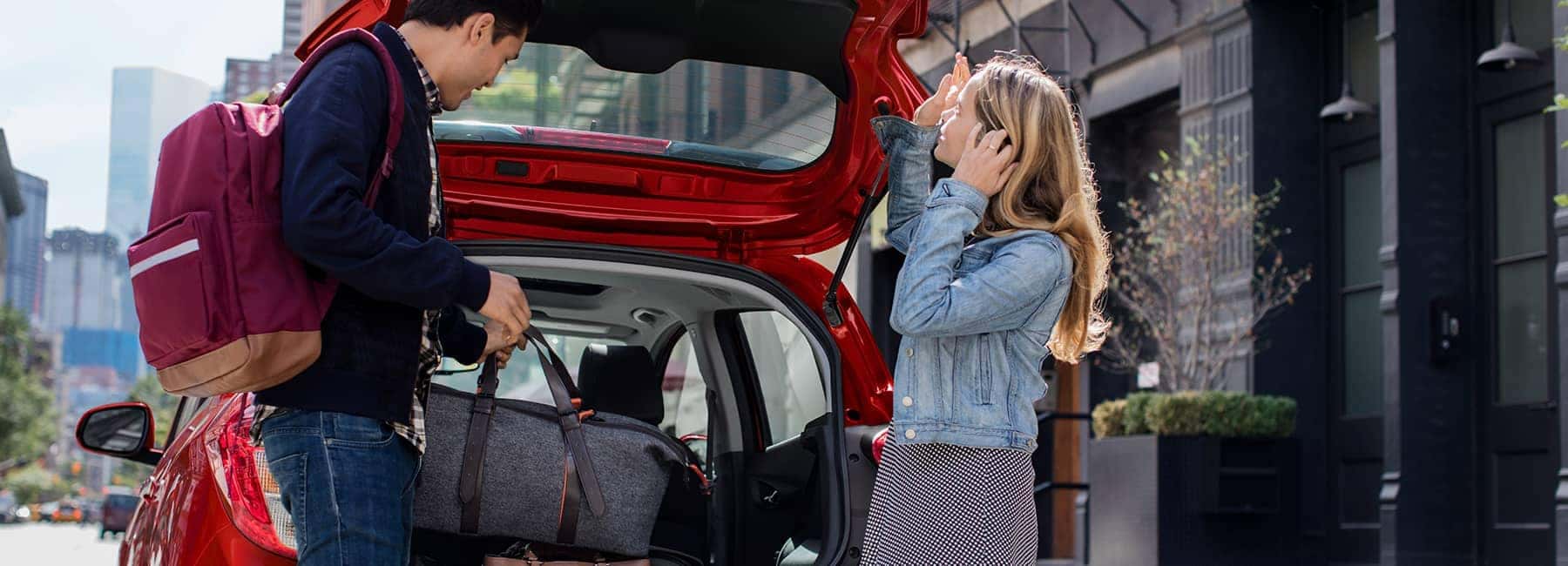 Red 2020 Chevrolet Spark with Open Hatchback