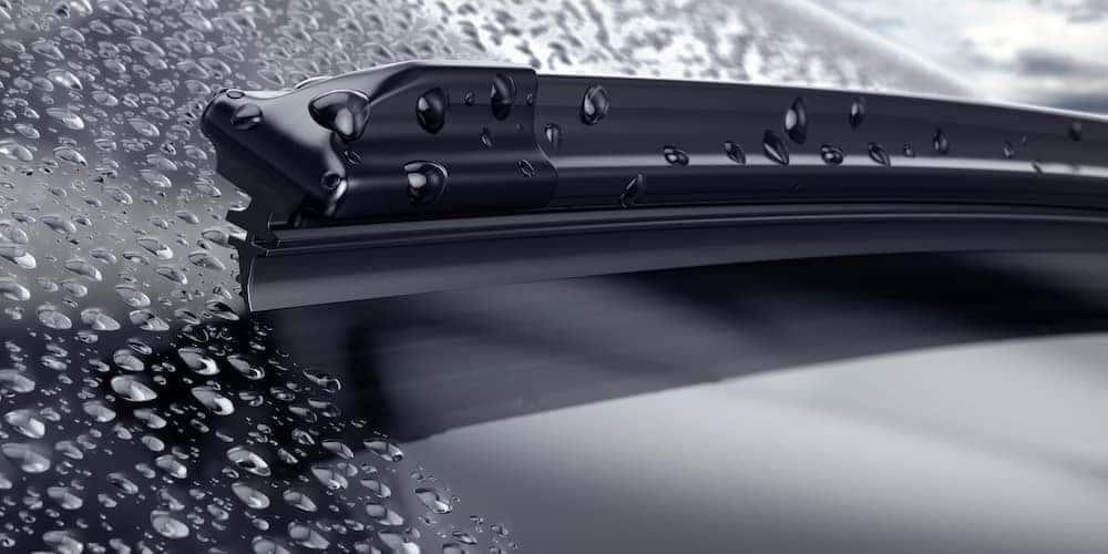 Wiper on a rainy windshield
