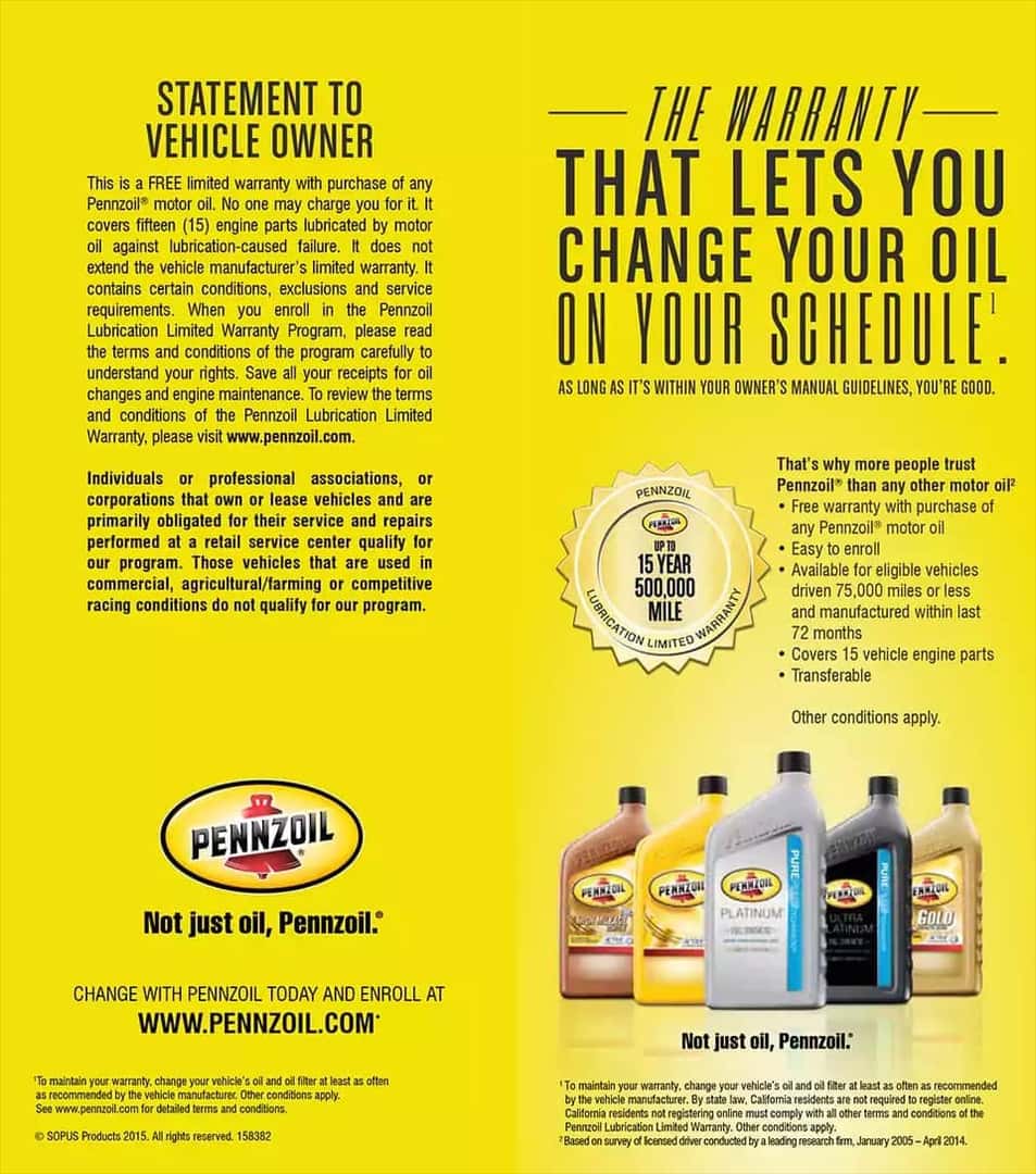 Penzoil Warranty