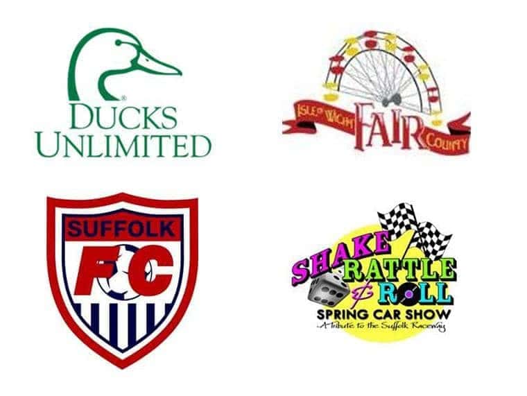 Ducks Unlimited, Isle Wight Fair, Suffolk Football Club, and Spring Car show logos