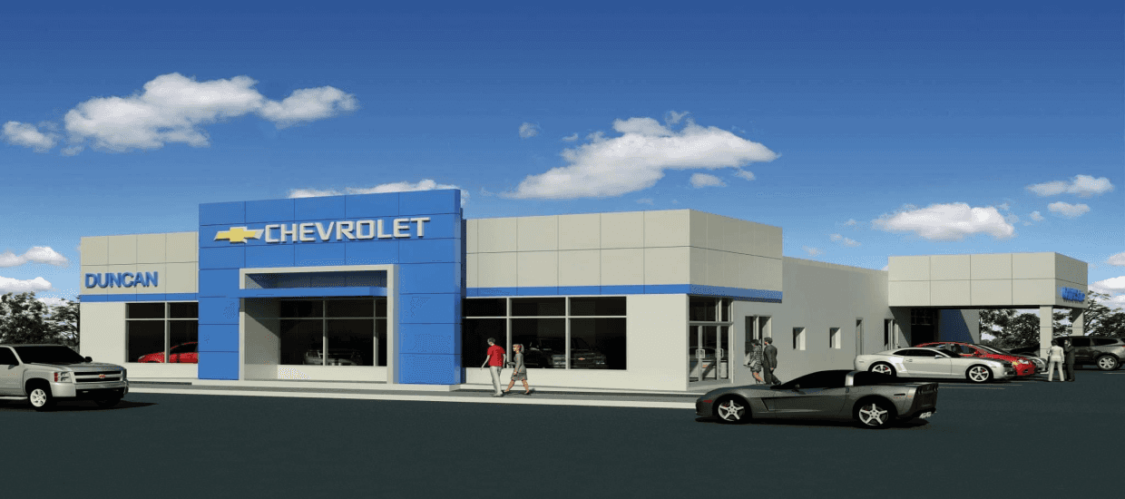 An exterior shot of a Chevrolet dealership