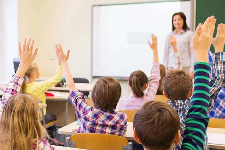 Classroom of children learning