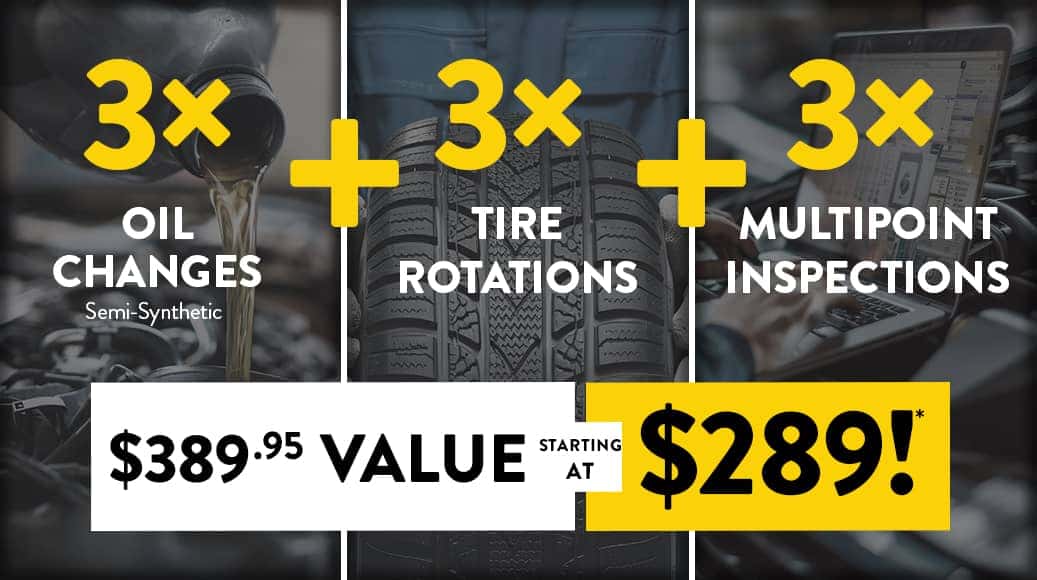 3x Oil Changes + 3x Tire Rotations + 3x Multipoint Inspections