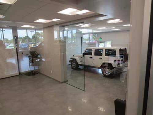 Jeep Wrangler in showroom