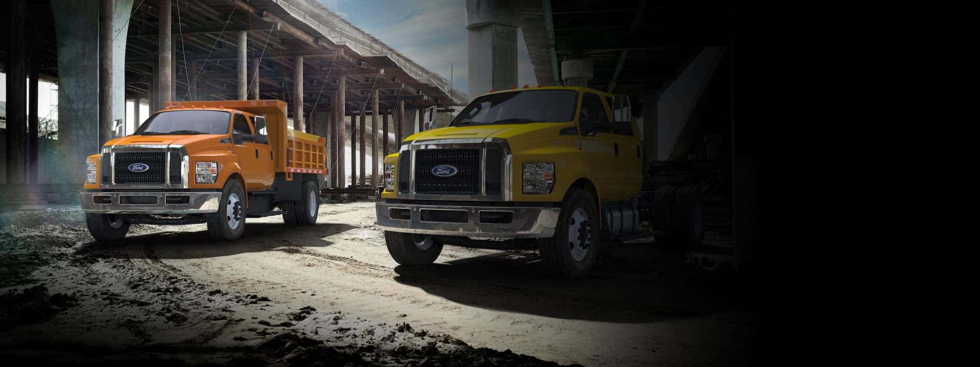 Orange and yellow commercial vehicle