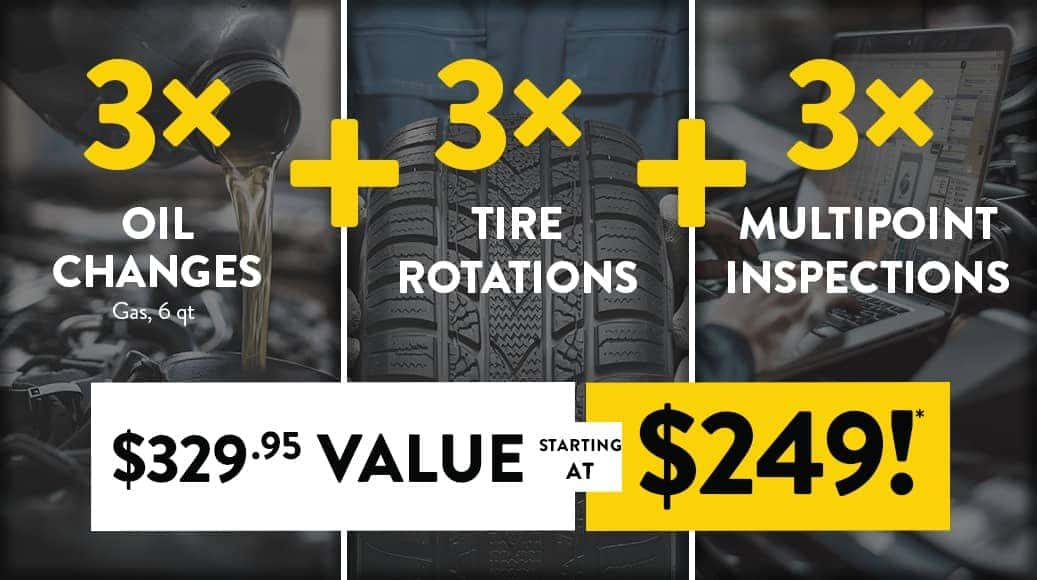 3x Oil Changes + 3x Tire Rotations + 3x Multipoint Inspections