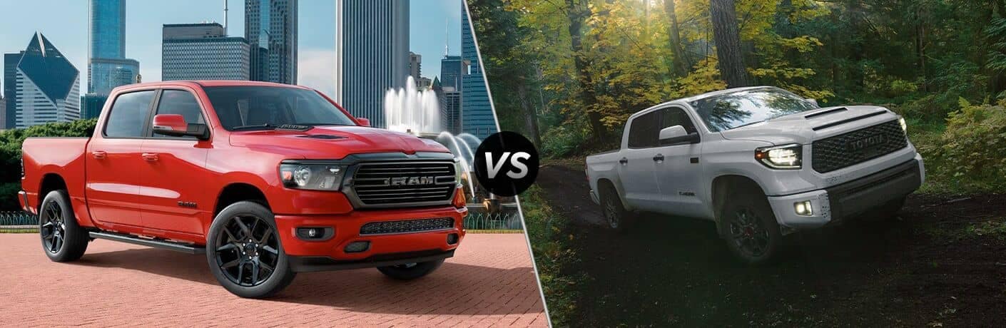 Comparison image of a red 2020 RAM 1500 and_