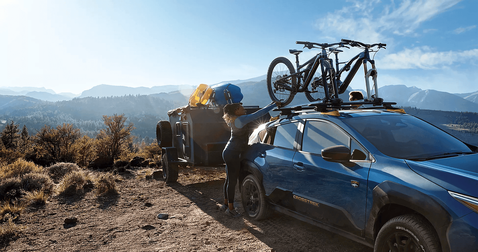 Crosstrek on a mountain side