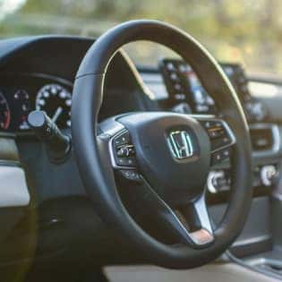 Closeup of Honda steering wheel