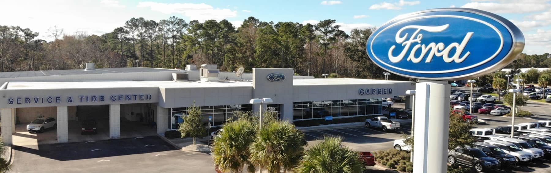 Garber Ford aerial view outside during the day 