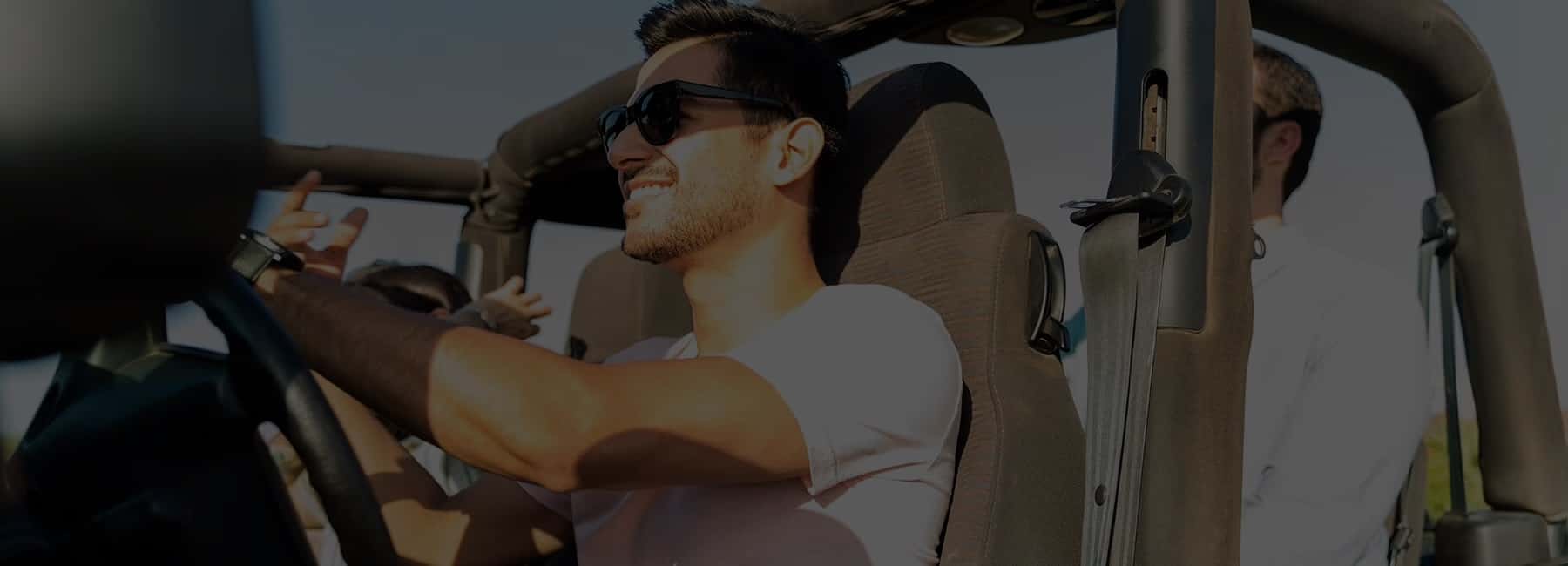 Happy passenger in an open air vehicle