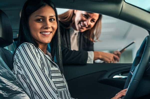 Customer sitting in vehicle