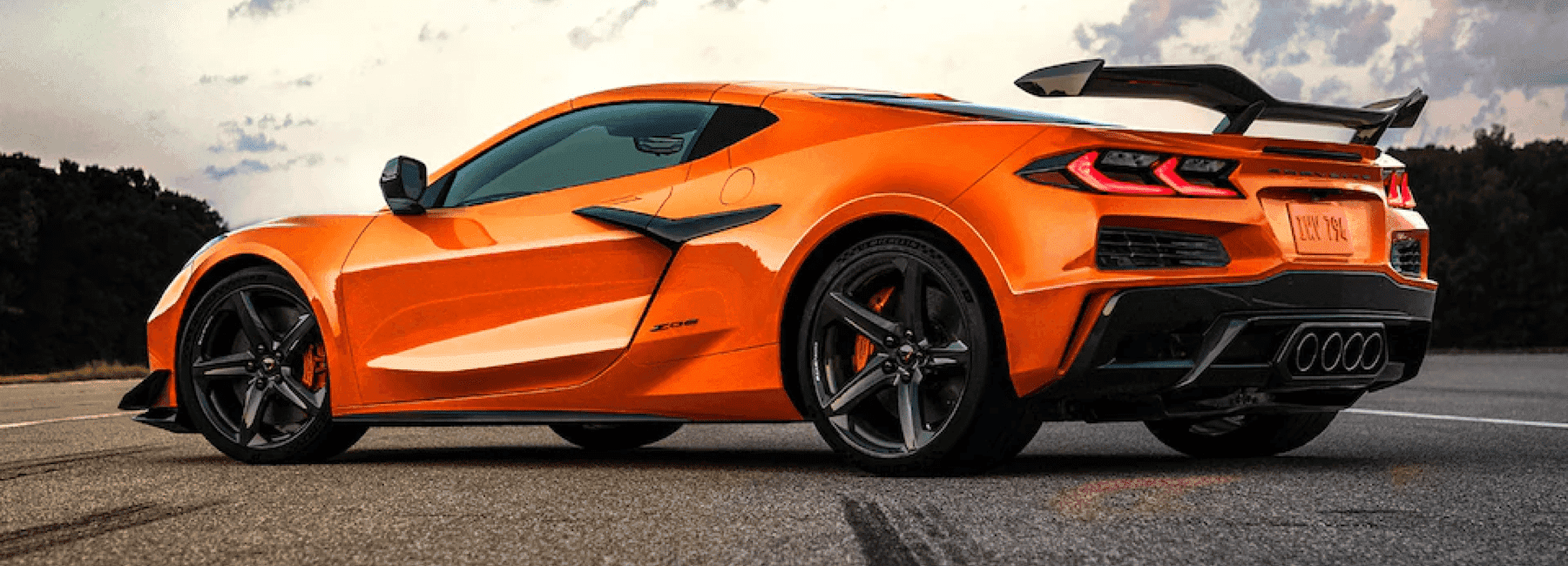 orange-2023 Corvette Z06 performance parked sidview