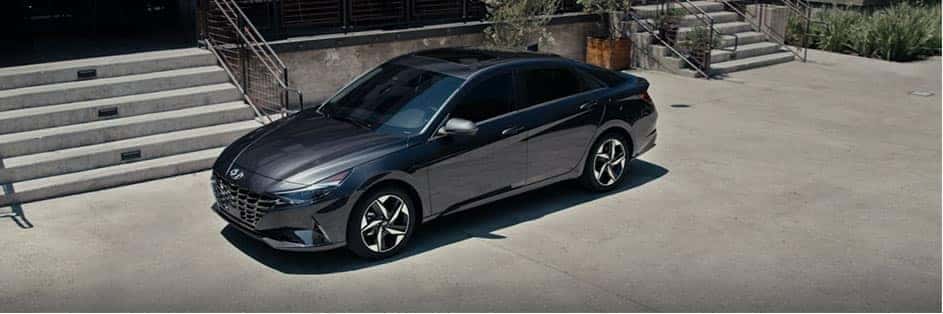 2021 Hyundai Elantra parked next to house steps