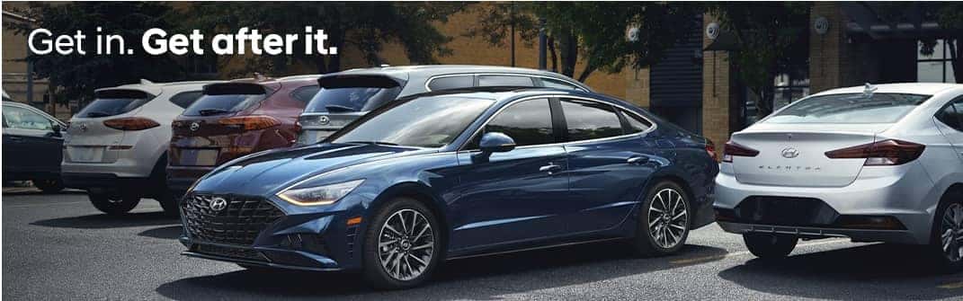 Blue Hyundai Parked