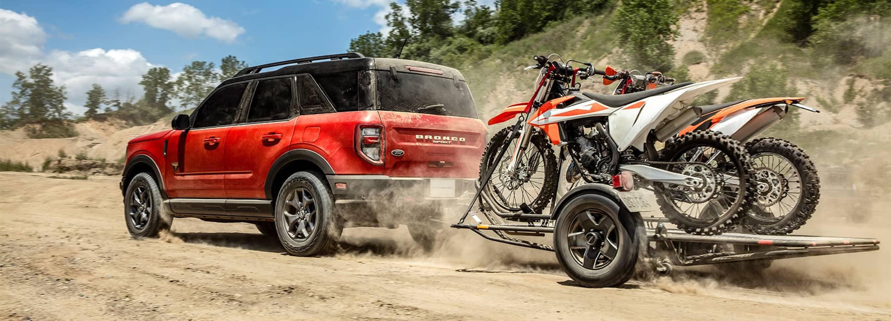 Hot Red Pepper 2022 Ford Bronco Sport on dirt road