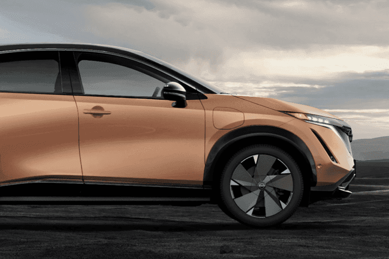 2023-nissan-ariya-parked-dark-dirt