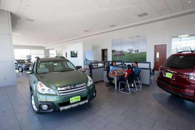 Inside the subaru dealership