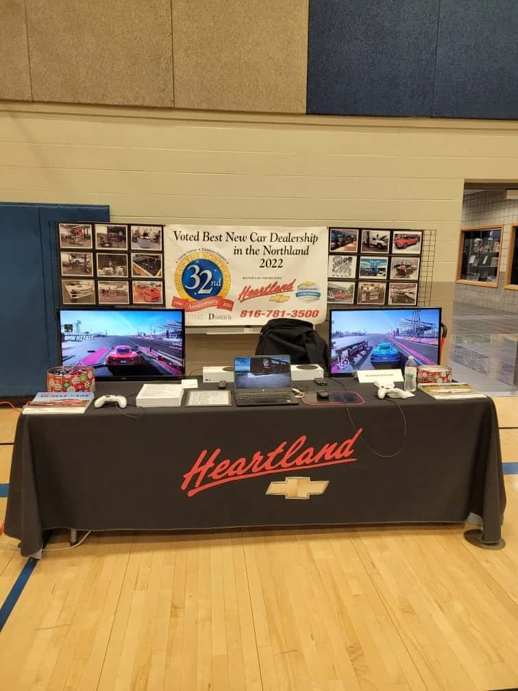 Heartland chevrolet promotional booth in gymnasium