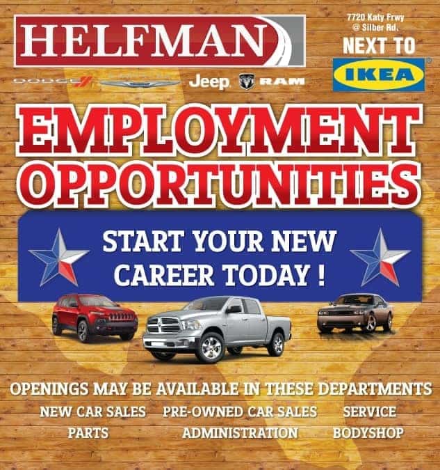 Houston and Woodlands Automotive Job Helfman Dodge Chrysler Jeep