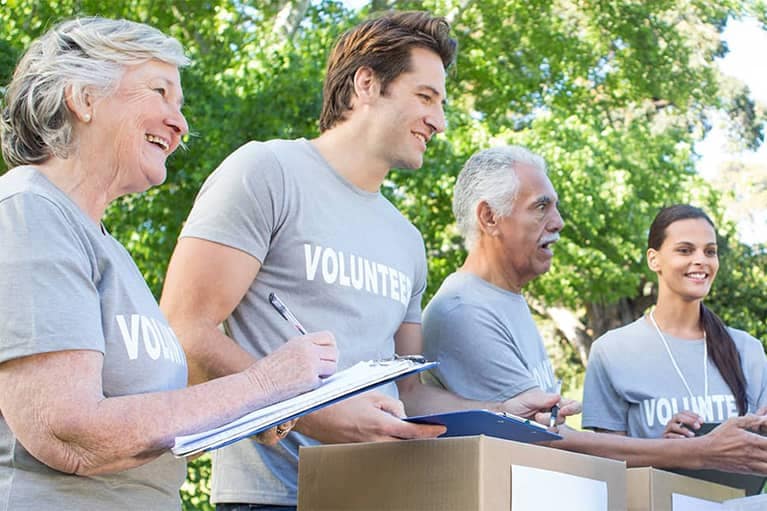 Donation Volunteers with a Clipboard
