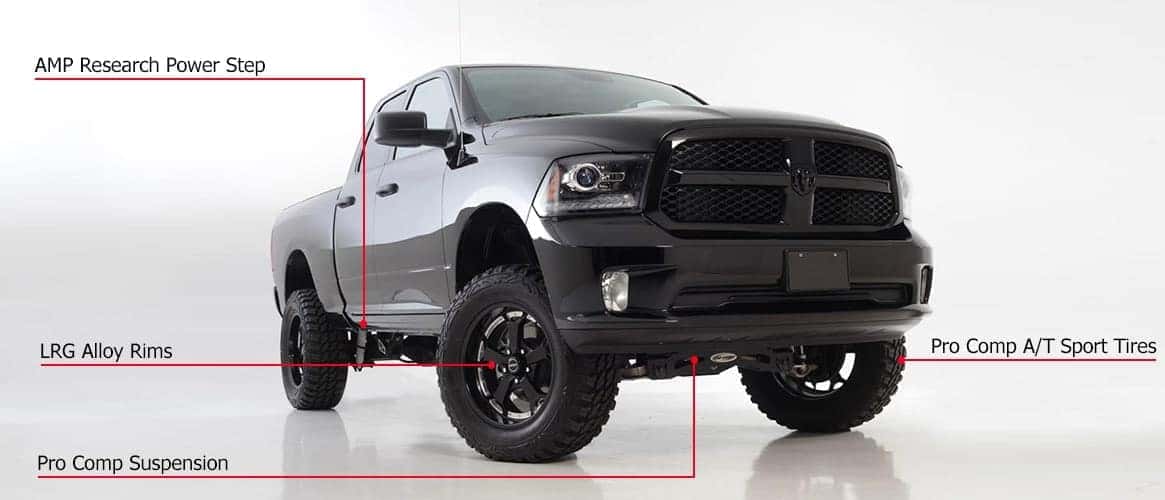 Black dodge ram 1500 express with 8 inch lift kit and custom rims