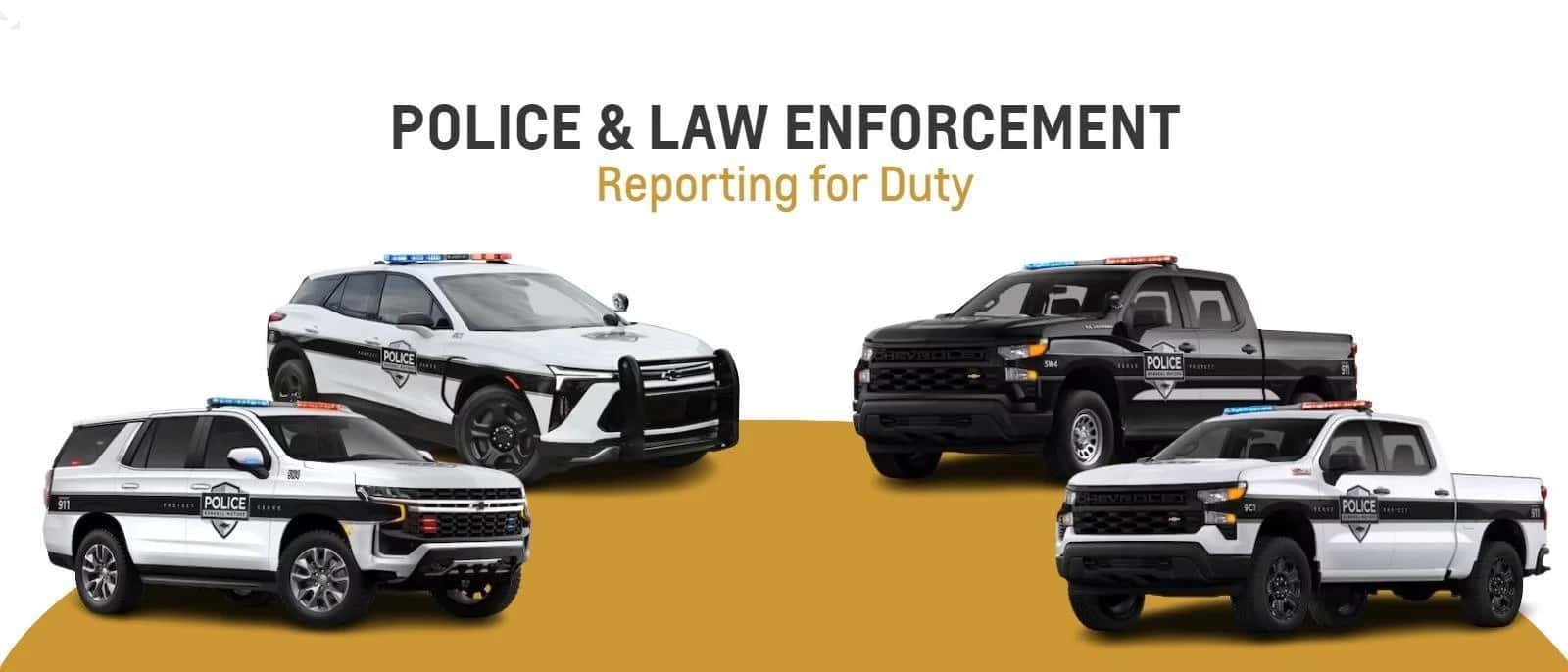 Chevy police vehicles facing each other.